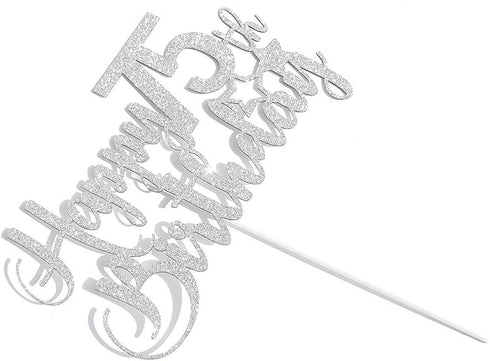 Silver Glitter Happy 75th Birthday Cake Topper - 75th Birthday Cake Topper, 75th Birthday Party Decoration...