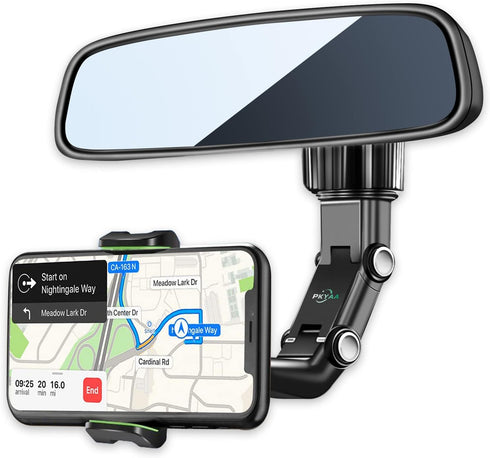 PKYAA Rearview Mirror Phone Mount Holder for Car, 360° Rotating , Multifunctional Mount Phone and GPS Holder Universal Car Phone Holder for All Sm...