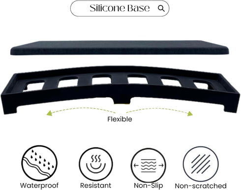 Instant Dry Sink Caddy Organizer, Kitchen Sponge Holder, Bathroom Soap Water Absorbing Stone Drying Tray, Modern Home Countertop Racks (Black, Sil...