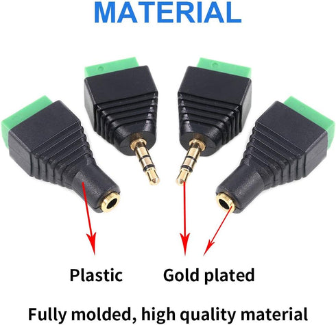 Glarks 8Pcs 3.5mm(1/8inch) Stereo Audio Balanced Male & Female Jack to AV 3-Screw Video Balun Terminal Adapter Connector...