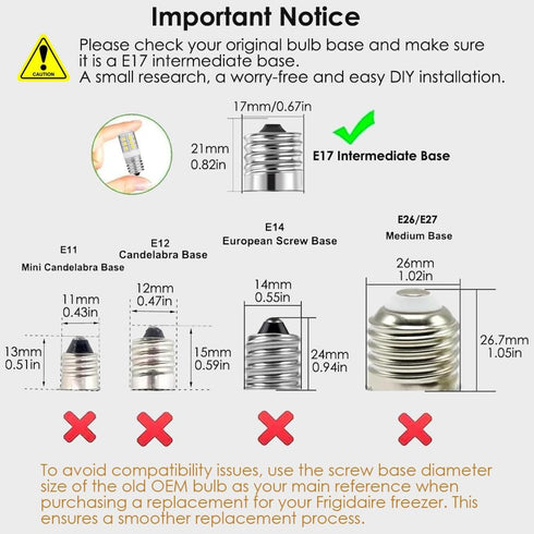 KEI D28a Refrigerator Light Bulb KEL2811, E17 Intermediate Base 5304517886 Appliance Bulb, 4W 120V Replace 35W Halogen Bulbs, Fit for Frigidaire E...