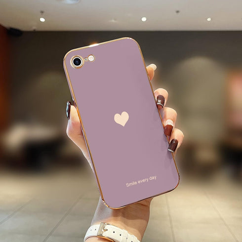 Teageo for iPhone SE 2020 Case, iPhone 7 Case, iPhone 8 Phone Case for Women Girl Cute Love-Heart Luxury Bling Plating Soft Back Cover Camera Prot...