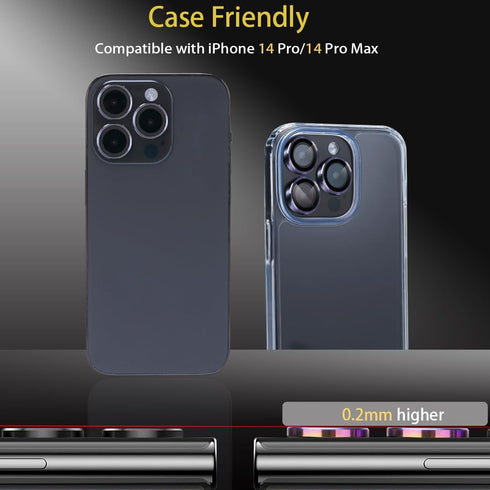 Camera Lens Protector for iPhone 14 Pro & iPhone 14 Pro Max, Tempered Glass Lens Protector Aluminum Alloy Ring Camera Cover Fits for iPhone 14 Pro...