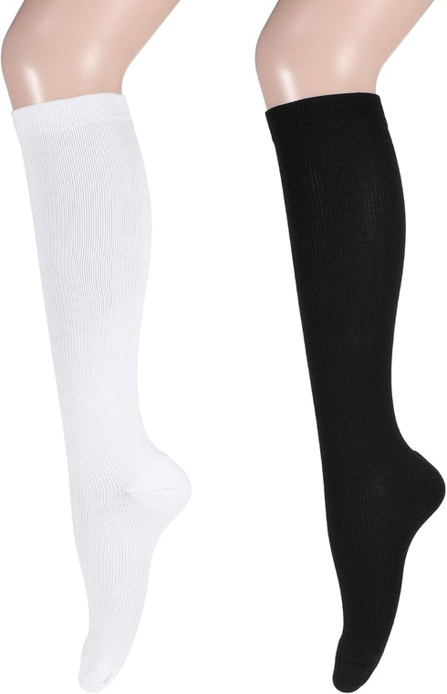 2 Pairs Compression Socks for Women & Men-Knee High Compression Stockings,Casual Solid Colors Fashion Breathable Tube Socks,Good Support for Runni...