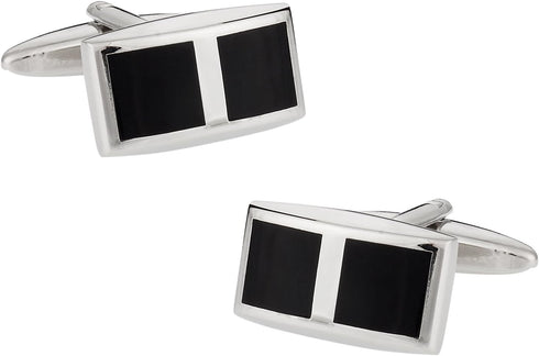 Black and Silver Cufflinks with Presentation Box...