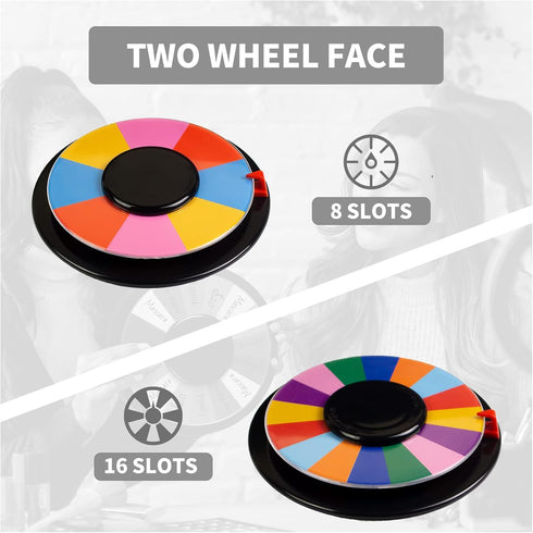 8 Inch Table Spinning Wheel,Double-Sided 8/16 Slot Color Prize Wheel,Dry Erase Spin Wheel for Fortune Spinning Game,Trade Show, Holiday Activities...