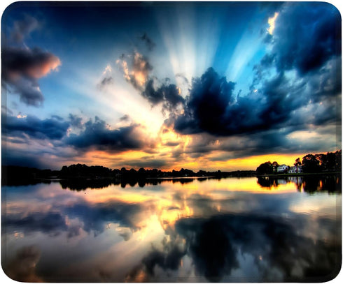 Mouse Pad Non-Slip Rubber Base Computer Mousepad, Lake Twilight Customized Square Mouse Pads for Laptop Office Home & Gaming, Superb Tracking Accu...