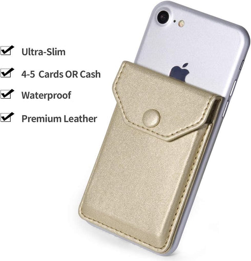 Card Holder for Back of Phone Adhesive Cell Phone Leather Wallet Stick On Card Holder Credit Card Holder Pocket for Men Women RFID Blocking Covers...