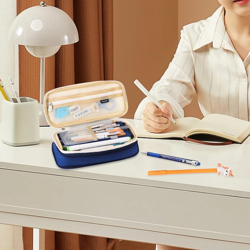 iSuperb Foldable Pencil Case Zipper Big Capacity Aesthetic Canvas Pencil Pouch Compartments Stationery Organizers Pen Bag for Kids Girls Boys Teen...