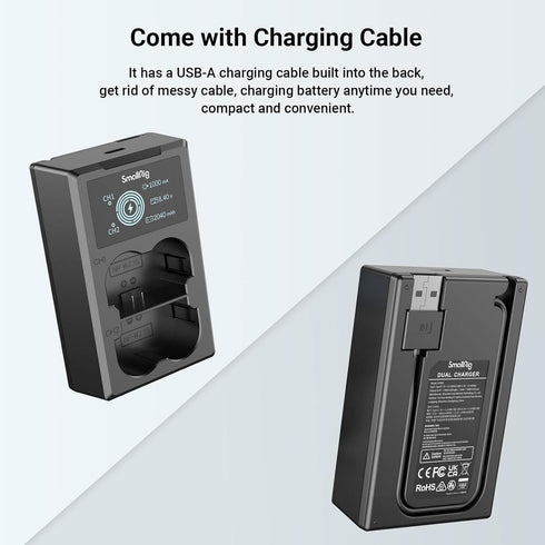 SmallRig NP-W235 Dual Slot Battery Charger for Fujifilm NP-W235 Battery for Fujifilm X-T4, GFX 100S, for Fujifilm GFX 50S II, VG-XT4-4085...