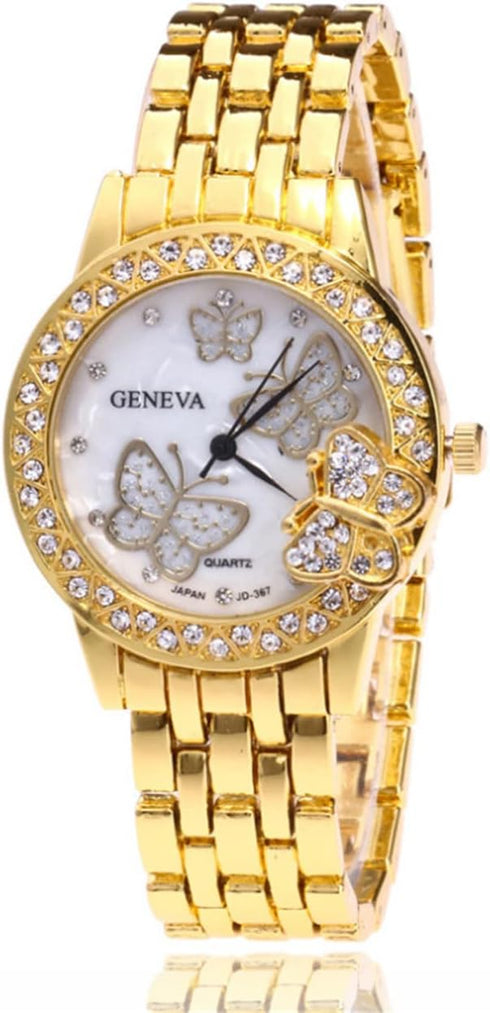 CdyBox 3Pack Ladies Steel Band Watch Butterfly Rhinestone Wrist Watch Quartz Watches Wholesale...