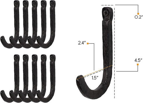 Rustic State Sabo Wall Mount Cast Iron Hooks Coat Towel Bag Hat Hanger Multiuse Entryway Railroad Spike Rack Black Set of 10...