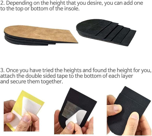 Adjustable Leg Length Discrepancy Heel Lifts Inserts Insoles - Pack of 2 (5 Layer Brown Large)...