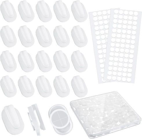 Adhesive Plastic Sticky Clips White Clips Reusable Removable Sticky Clips Small Poster Clips Wall Clips Hanging Bulletin Board Clips for Teachers ...