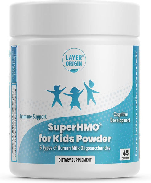 SuperHMO Prebiotic Mix for Kids - 5 HMOs for Gut, Digestion, and Cognitive Health, Powder, 45 Servings...
