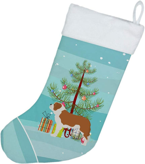 Caroline's Treasures BB2994CS Saint Bernard Merry Christmas Tree Christmas Stocking Fireplace Hanging Stockings Christmas Season Party Decor Famil...
