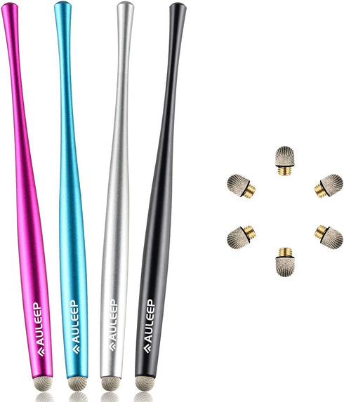 AULEEP Capacitive Stylus Pens for Touch Screen with 4 Pack 6 Nanofiber Tips Compatible for Phones, Tablets, iPads, Kindles (Silver Balck Rose Blue...