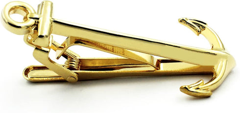 Sailing Boat Yacht Anchor Shirt Gold Tie Clip and Cufflinks Set...