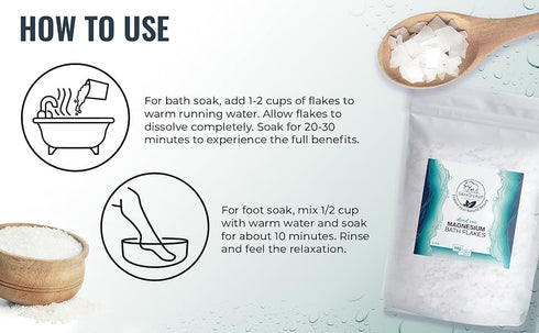 Natural Elephant Dead Sea Magnesium Bath Flakes 8 oz Travel Size (227g) - Pure Magnesium Chloride Soak for Body and Foot - Effective Relaxation an...
