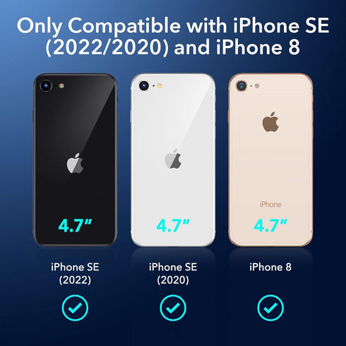 ESR for iPhone SE (2022) Case, iPhone SE (2020) and iPhone 8, Military-Grade Protection, Shock-Absorbing Corners, Yellowing-Resistant Back, Phone ...
