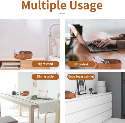 Valet Tray Desktop Storage Organizer, 2 Packs Premium Leather Anti-scratch, Portable Decorative Bowl for Keys Jewelry Makeup Watches, for Entryway...