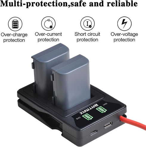 Batmax 2Pcs NB-2L NB-2LH Battery + Built-in USB LED Charger for Canon PowerShot G7 G9 S80 S70 S60 S50 S45 S40 S30, Canon DC410 DC420 EOS 350D 400D...