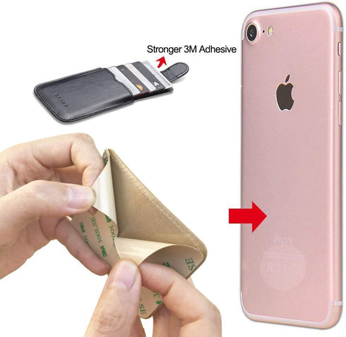 Phone Card Holder RFID Sleeve, Pu Leather Back Phone Wallet Stick-On Pull up 5 Card Holder Cards Cash for iPhone/Android/Samsung/All Smartphones (...