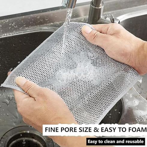 Multipurpose Wire Miracle Cleaning Cloths, Magnifying Wire Dishwashing Rags for Wet and Dry Mesh Microfiber Cleaning Cloth for Metal, Kitchen, Dis...