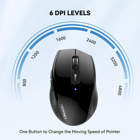TECKNET Bluetooth Mouse, 4800 DPI Computer Mouse, 2-Year Battery Wireless Mouse 6 Adjustable DPI, 6 Buttons Compatible with Laptop/Windows/Compute...