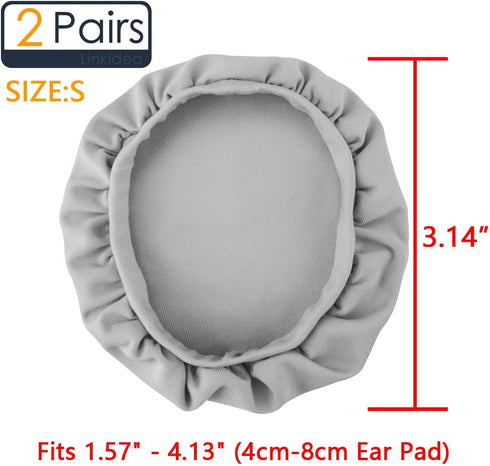 Linkidea Fabric Ear Covers, Washable, Sweatproof Protectors for Headphones, Ideal for Gym & Gaming, 2 Pairs (Size S, Light Grey)...