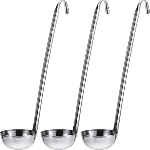 meekoo 3 Pieces Stainless Steel Ladle Soup Handle Ladle with Pouring Rim for Kitchen Cooking Soup Sauce(2 oz)...