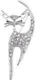 Alilang Silvery Tone Clear Crystal Colored Rhinestones Cat Kitten Cut Out Brooch Pin...