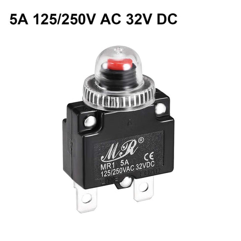 uxcell Thermal Circuit Breakers 5A 125/250V AC 32V DC Push Button Reset Overload Protector Switch with Waterproof Cap 2 Pcs...