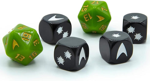 Modiphius Entertainment Star Trek Adventures: Captain Kirk's Tunic Dice - 6 Piece Roleplaying Dice Set, Green (MUH052045)...