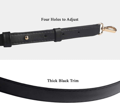 BEAULEGAN Wide Purse Strap Replacement - Microfiber Leather - 51 Inch Long Adjustable for Crossbody Shoulder Bag, Black/Gold...