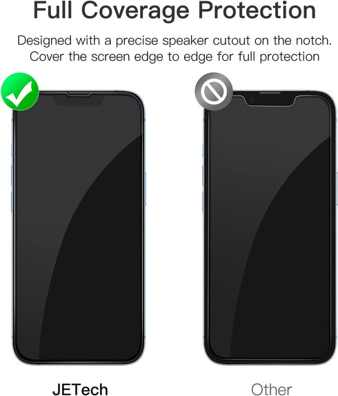 JETech Full Coverage Screen Protector for iPhone 14 6.1-Inch, Black Edge Tempered Glass Film with Easy Installation Tool, Case-Friendly, HD Clear,...
