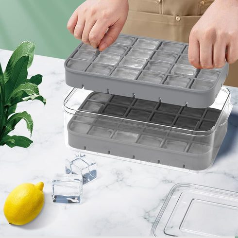 Ice Cube Tray with Lid and Bin, ROTTAY Ice Trays for Freezer, Easy-release 48 Small Nugget Silicone Ice maker with Ice Bucket, Ice Cube Storage Co...