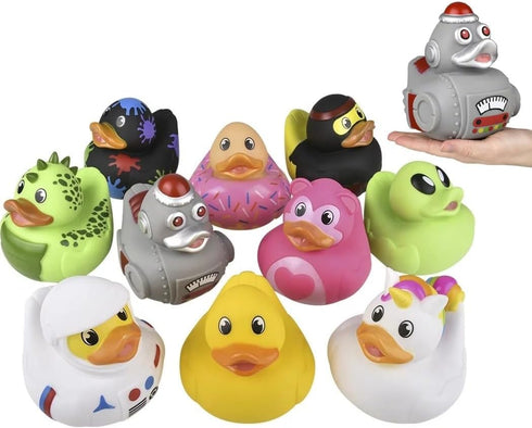 Big Rubber Ducky Collectible Mix (5.5") Alien, Robot, Dinosaur, Splat, Ninja, Confetti, Pink Heart, Yellow, Unicorn and Astronaut. Perfect for Duc...