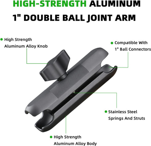 FANAUE Double Socket Arm Compatible with B Size 1" Ball Components for RAM Mounts (Medium Arm)...