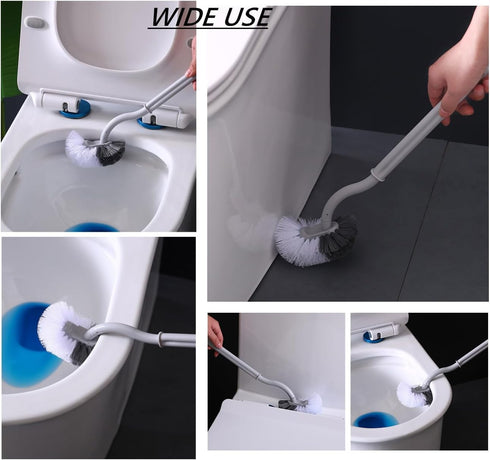 2Pcs Curved Toilet Bowl Brush Without Holder for Bathroom Deep Cleaning, Toilet Brush Durable Under The Rim Household Cleaning Brushes (Gray+White...