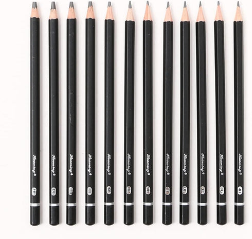 Drawing Sketch Pencils Set 4H 2H H HB B 2B 4B 6B 8B 10B 12B 14B Art Supplies for Drawing Art Sketching Shading Artist Pencils, 12 Count Black...