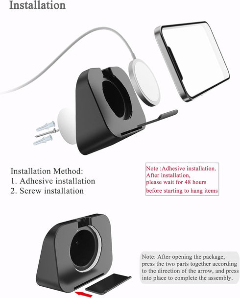 Phone Wall Mount for Magsafe Charger Bedside Phone Holder Compatible with Magsafe Accessories Fit for iPhone 12/12 Pro/ 13 Pro Max(Charger Not Inc...