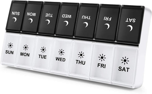DANYING Large Pill Organizer 2 Times a Day, Weekly Box Per AM PM Case, Day Night Container 7 Vitamin Case Twice...