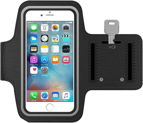 MMOBIEL Arm Phone Holder for Running Compatible with iPhone 15/14/13 Mini/12 Mini/SE 2020/8 / 7/6 and Other Models up to 6.3 inch - Stretchable Ru...