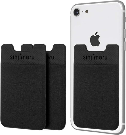 Sinjimoru Basic Cell Phone Wallet Stick on, Card Holder for Back of Phone Working as Adhesive Stretchy iPhone Wallet. Sinji Pouch Basic 2 Black 3 ...