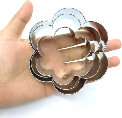 LILIAO Flower Cookie Cutters - 3 Various Size - Large: 3.7 inches, Medium: 3.3 inches and Small: 2.6 inches - Stainless Steel...