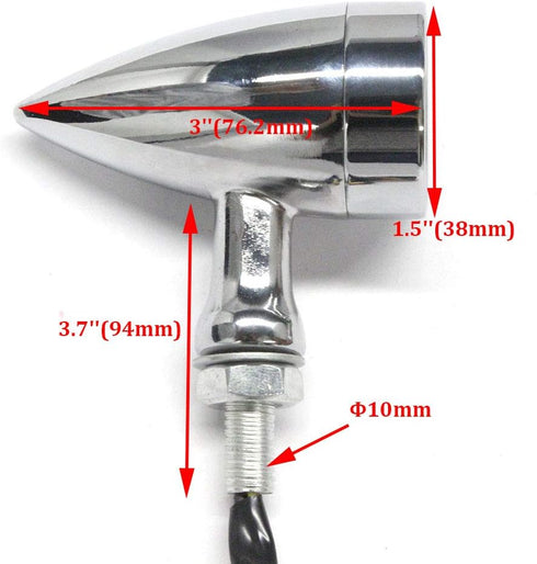MISS MOLY Chrome Motorcycle LED Turn Signals RED Light Brake Running Tail Light Bullet...