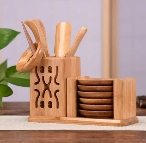 LeYin Bamboo Tea Tool Set, Chinese Gongfu Tea Ceremony Accessories, (Spoon, Needle, Clip, Scoop, Tray, Utensils Set)...
