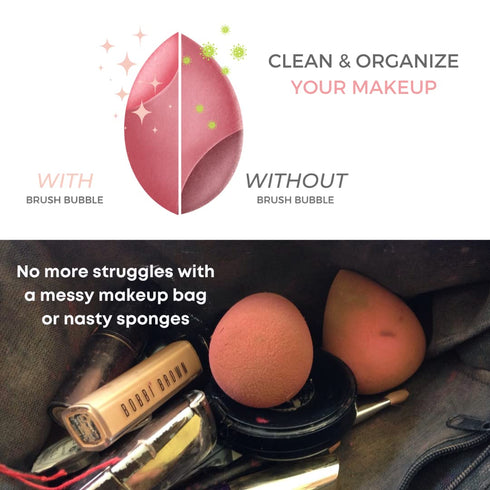 Silicone Makeup Sponge Holder & Travel Case Brown- Brush Bubble fully closed or breathable option for travel or home to keep your makeup sponge cl...
