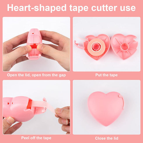 Rolybag 4 Colors Eyelash Extension Tape Breathable Eyelash Tape with Heart Shaped Tape Cutter Adhesive Non Woven Eyelash Tape Ladies Makeup Eyelas...